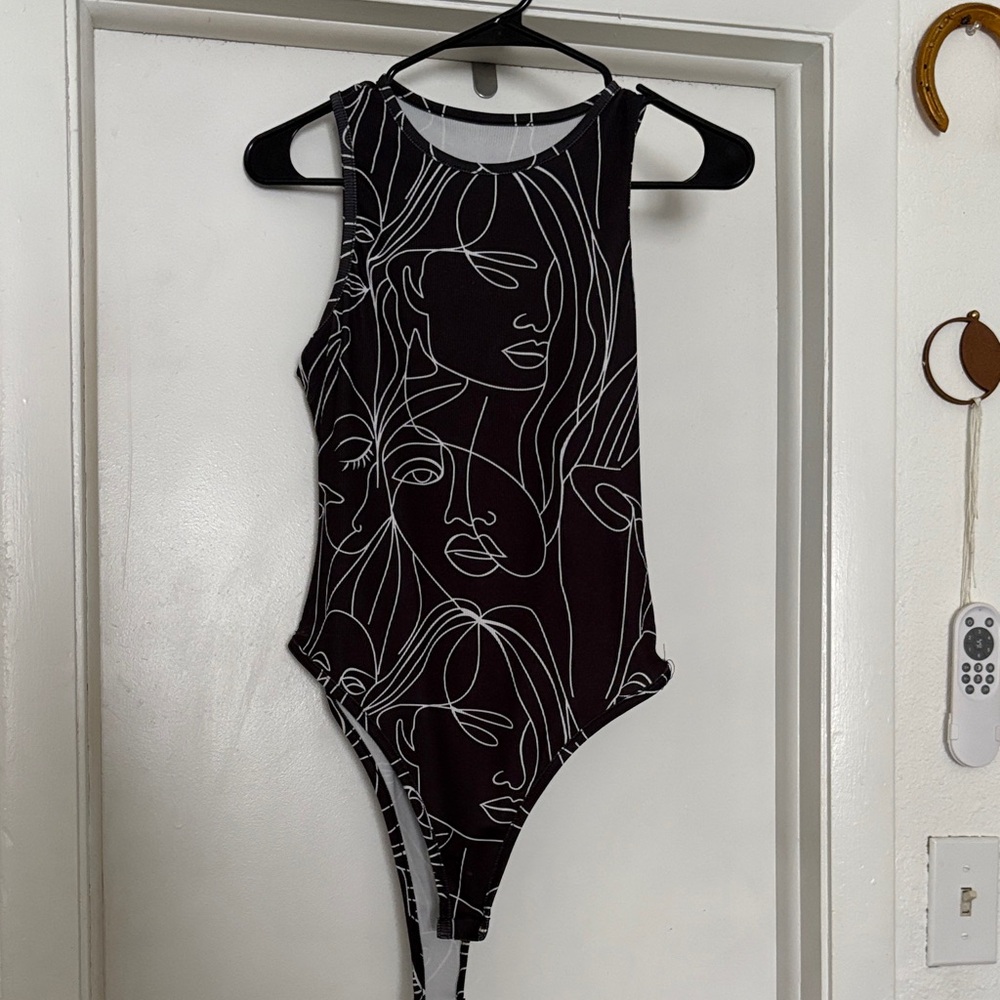 Black & White Face Line bodysuit